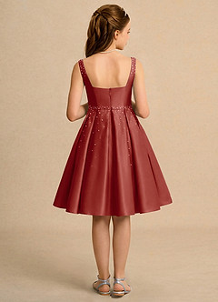 Azazie Jello Girls Formal Flower Girl Dresses Terracotta Ball-Gown Pleated Matte Satin Dress image2