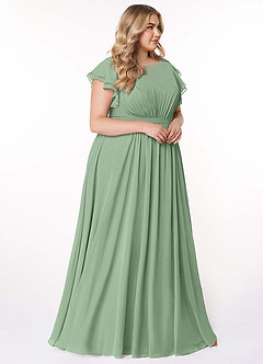 Azazie Daphne Modest Bridesmaid Dresses A-Line Ruffled Chiffon Floor-Length Dress image10