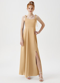 Azazie Rosey Junior Gold A-Line Sweetheart Neckline Stretch Satin Dress image5