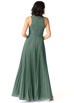 Azazie Lindie Robes de demoiselle d'honneur Robe Trapèze en Mousseline de soie Plissé à encolure dégagée Mousse De Mer image2