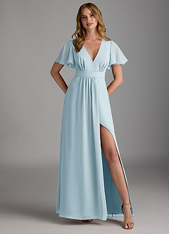 Azazie Zaniah Abiti da Damigella Abito A-Line in Chiffon Azzurro image1