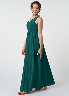 Azazie Kora Junior Peacock A-Line Pleated Chiffon Dress image3