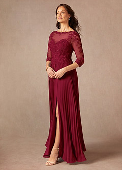 Azazie Corinne Mother of the Bride Dresses Burgundy A-Line Sequins Chiffon Dress image5