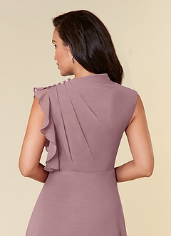 Azazie Narine Abiti per la Madre della Sposa Abito A-Line in Chiffon con Scollo Alto a Pieghe Rosa Polverosa image6