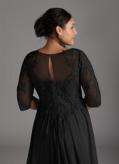 Azazie Mirielle vestidos de madre de la novia Vestido de Negro de Gasa de Corte En A con Encaje Scoop image11