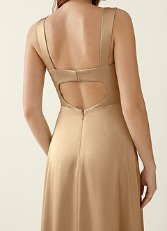 Dolce Vita Champagne Satin Lace Up Back Prom Dress image4