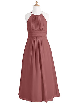 Azazie Bonnie Junior Amethyst A-Line Pleated Chiffon Dress image5