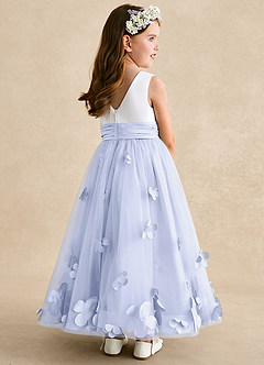 Azazie Vi Blumenmädchenkleider A-Linie ärmellos Tüll Kleid Lavendel image4