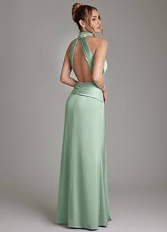 Azazie Gracelynn Vestidos de damas de honor Vestido de Agave de Satén Elástico de Corte Recto con Plisado image9