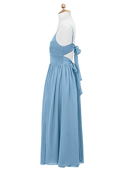 Azazie Zeya Junior Steel Blue A-Line Chiffon Dress image9
