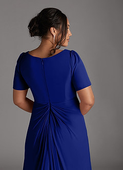Azazie Bessie Kleider für die Brautmutter A-Linie Plissee Gittergewebe Kleid Königsblau image10