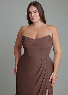 Azazie Johana Bridesmaid Dresses Ganache Mermaid Off the Shoulder Chiffon Convertible Dress image15