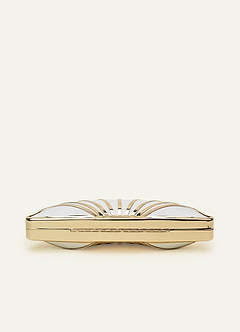front Pochette de soirée en forme de coquillage avec armature en métal et bandoulière chaîne