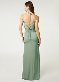 Azazie Desi Brautjungfernkleider Etui Halter Korsett Stretch-Satin Kleid Matcha image2