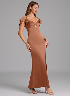 Azazie Demia Bridesmaid Dresses Bronzer Sheath Sweetheart Neckline Stretch Satin Dress image3