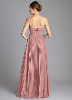 Azazie Mariana Vestidos de damas de honor Vestido de Rosa Polvorienta de Gasa de Corte en A con Sin tirantes image5