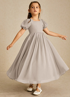 Azazie Joss Flower Girl Dresses Frost A-Line with Sleeves Chiffon Dress image3