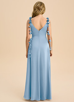 Azazie Gumdrop Junior Powder Blue Empire Pleated Stretch Satin Dress image7