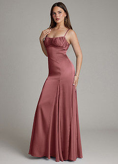 Azazie Avira Suknie dla druhen Syrena Satyna elastyczna Do ziemi Sukienka image6