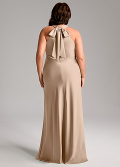Azazie Doretta Bridesmaid Dresses Taupe Mermaid Pleated Stretch Satin Dress image10
