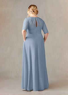 Azazie Barrymore Final Sale Dusty Blue A-Line Scoop lace Chiffon Dress image10