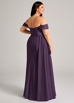 Azazie Amyra Bridesmaid Dresses Plum Sheath Off the Shoulder Chiffon Convertible Dress image14