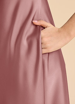 Azazie Sissy Junior Dusty Rose A-Line Off the Shoulder Stretch Satin Dress image7