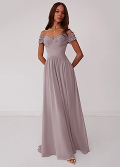 Barbie ♥ Azazie Bridesmaid Dresses Dusk A-Line Off the Shoulder Chiffon Convertible Dress image1