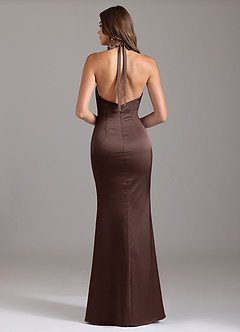 Azazie Valerie Bridesmaid Dresses Ganache Mermaid Pleated Stretch Satin Dress image2