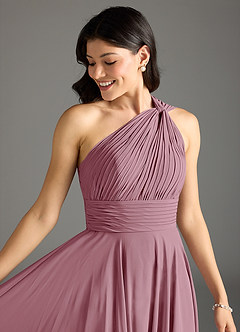 Azazie Charlize Bridesmaid Dresses Vintage Mauve A-Line One Shoulder Chiffon Dress image5