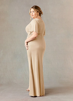 Azazie Selah Abiti per la Madre della Sposa Abito A-Line in Maglia Increspato con Scollo a V Champagne image10