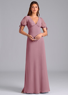 Azazie Pheby Bridesmaid Dresses Vintage Mauve A-Line Pleated Chiffon Dress image3