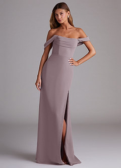 Azazie Saige Bridesmaid Dresses Dusk A-Line Off the Shoulder Chiffon Convertible Dress image4
