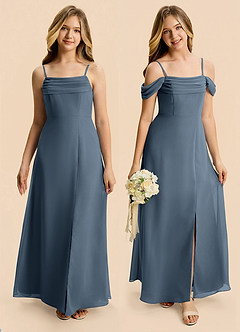 Azazie Lilly Junior Neptune A-Line Pleated Chiffon Dress image1