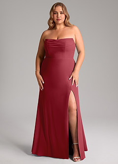 Azazie Saige Bridesmaid Dresses Pomegranate A-Line Off the Shoulder Chiffon Convertible Dress image16