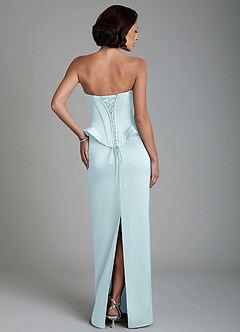 Azazie Harlow Robes de demoiselle d'honneur Robe Fourreau en Satin extensible Corset Bleu Nuage image2