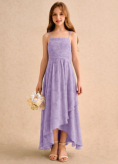 Azazie Twilight Girls Formal Sukienki dla dziewczynek sypiących kwiaty Litera A Plisowana Kwiatowe wypalenie Asymetryczny Sukienka image4