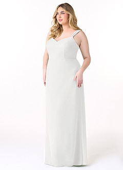 Azazie Denice Bridesmaid Dresses White Sheath Pleated Chiffon Dress image11