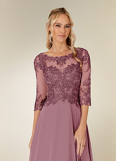 Azazie Monza Abiti per la Madre della Sposa Abito A-Line in Chiffon Pizzo Vintage Malva image5