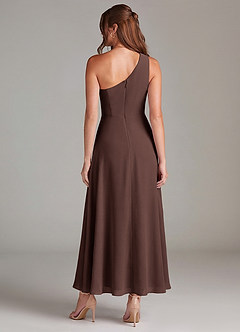 Azazie Brooke Brautjungfernkleider A-Linie One-Shoulder Chiffon Kleid Ganache image5