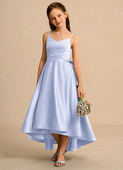 Azazie Sweets Junior Formal vestidos de niña de las flores Vestido de Lavanda de Satin Mate de Corte En A con Plisado image3