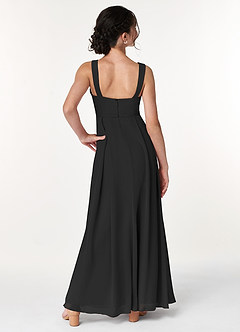Azazie Simoan Junior Black A-Line Sweetheart Neckline Chiffon Dress image2