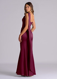 Azazie Inara Bridesmaid Dresses Mulberry Mermaid Pleated Stretch Satin Dress image6