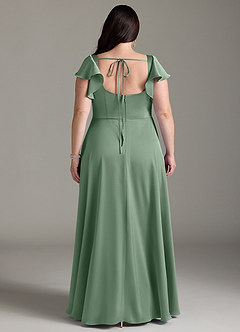 Azazie Bondi Bridesmaid Dresses Matcha A-Line Bow Stretch Satin Dress image8