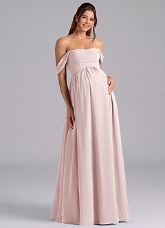 Azazie Saige Maternity Bridesmaid Dresses A-Line Pleated Chiffon Floor-Length Dress image3