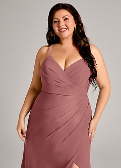 Azazie Maci Jurken voor bruidsmeisjes Jurk van Chiffon met Kolom Geplooid Amethist image5