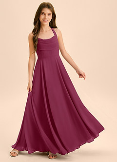 Azazie Kady Junior Mulberry A-Line Sweetheart Neckline Chiffon Dress image4