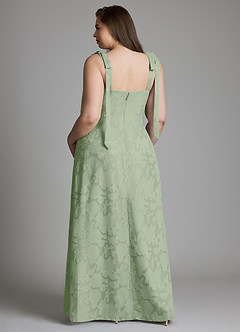 Azazie Debra Bridesmaid Dresses Dusty Sage A-Line with Pockets Floral Burnout Dress image2