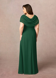 Azazie Mary vestidos de madre de la novia Vestido de Verde Oscuro de Gasa de Corte En A con Corte Lateral image8