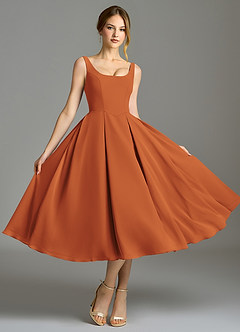 Azazie Amalie Bridesmaid Dresses Cinnamon A-Line Pleated Chiffon Dress image5